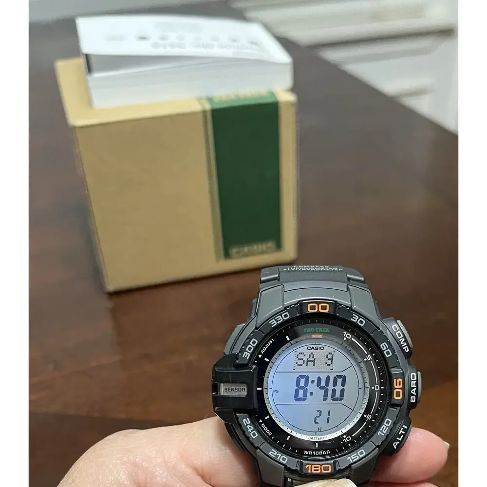 Casio Men's Watch PRG-270 Pro Trek Triple Sensor Black Resin Solar Digital 3415